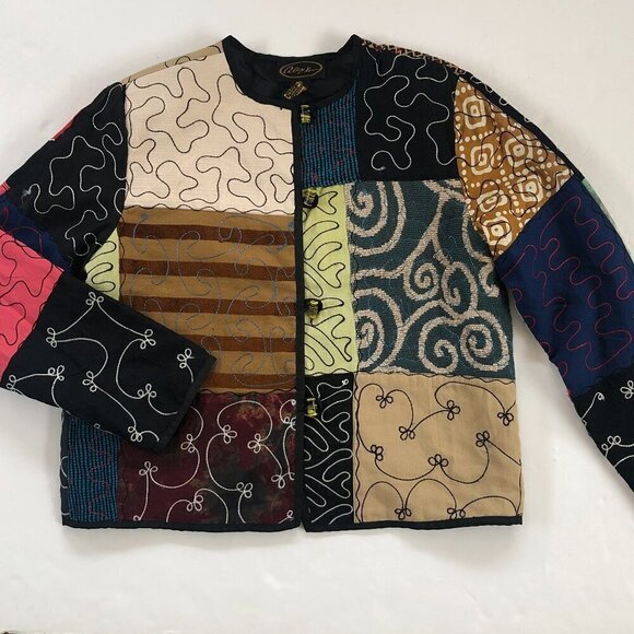 BOHO Art To Wear Size PL Patchwork Jacket Alex Kim - Picture 6 of 10